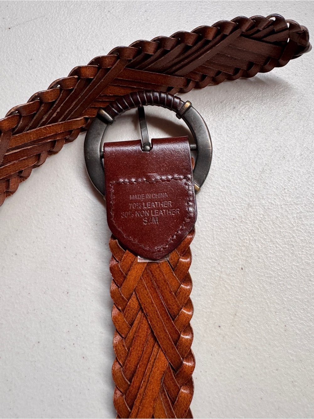 Braided Leather Women's Belt - Brown S/M - Picture 3 of 5
